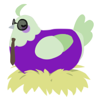 A violet and gluppy chicken with a head pattern