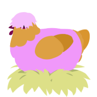 A lavender and orange chicken with a head pattern