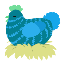 A sea and sky chicken with a bar pattern