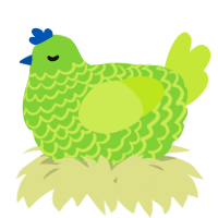 A grass and lime chicken with a lace pattern