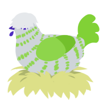 A mist and grass chicken with a bar pattern