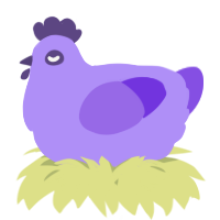A lilac and blurple chicken