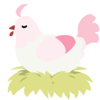 A white and rose chicken with a head pattern