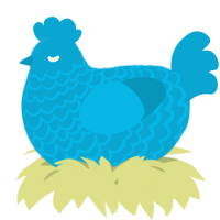 A cerulean chicken with a lace pattern