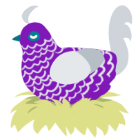 Cursed Grape, a violet and mist chicken with a lace pattern