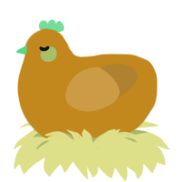 A ochre and gold chicken