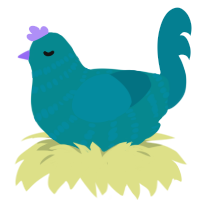 A teal and sea chicken with a bar pattern