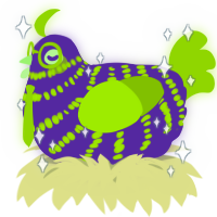 A overcast and chartreuse chicken with a bar pattern