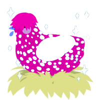 A wine and mist chicken with a speckle pattern