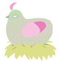 A gluppy and pink chicken with a double-lace pattern