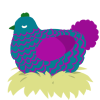 A sea and plum chicken with a lace pattern