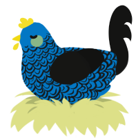 IKEA, a sapphire and black chicken with a double-lace pattern