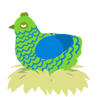 A grass and sapphire chicken with a lace pattern