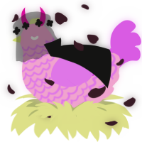 A Knife Most Demure, a pink and orchid chicken with a lace pattern