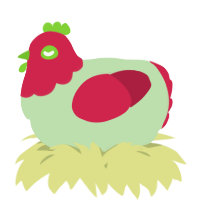 A gluppy and crimson chicken with a head pattern