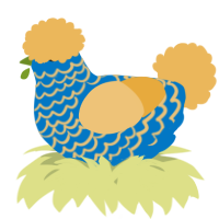A sapphire and honey chicken with a lace pattern