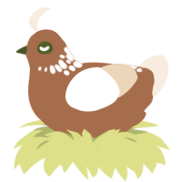 A brown and cream chicken with a neck-speckle pattern