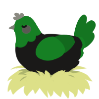 Mini Hulk, a sable and leaf chicken with a head pattern