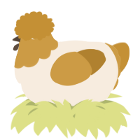 A cream and gold chicken with a head pattern