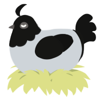 A mist and black chicken with a head pattern