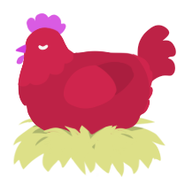 A crimson chicken with a head pattern