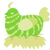 A grass and lemon chicken with a bar pattern