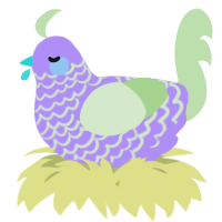 A lilac and gluppy chicken with a lace pattern