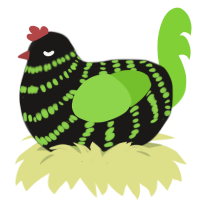 A sable and grass chicken with a bar pattern