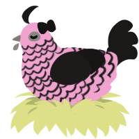 Bittersweet, a pink and sable chicken with a lace pattern