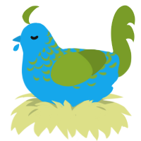 moss puddle, a sky and chartreuse chicken with a half-lace pattern