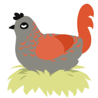 Viz, a ash and vermilion chicken with a half-lace pattern