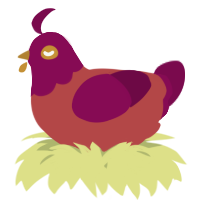 A red and wine chicken with a head pattern