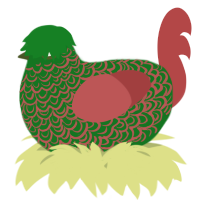 A leaf and red chicken with a double-lace pattern