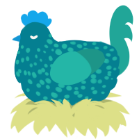 A sea and turquoise chicken with a speckle pattern