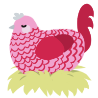 Bloodberry, a pink and crimson chicken with a lace pattern