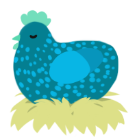 A sea and cerulean chicken with a speckle pattern