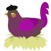 A bark and plum chicken with a lace pattern