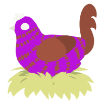 A amethyst and russet chicken with a bar pattern