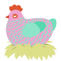 A pink and mint chicken with a lace pattern