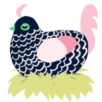 A tumblr and rose chicken with a lace pattern