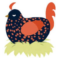 mTangerine, a tumblr and vermilion chicken with a speckle pattern