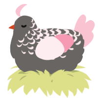 A grey and rose chicken with a half-lace pattern