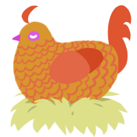 A orange and vermilion chicken with a lace pattern