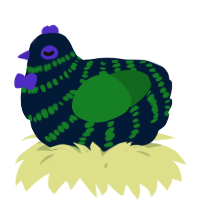 A tumblr and leaf chicken with a bar pattern