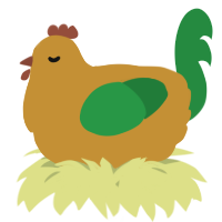 A gold and viridian chicken