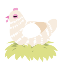 A cream chicken with a bar pattern