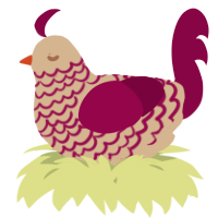 A beige and maroon chicken with a lace pattern