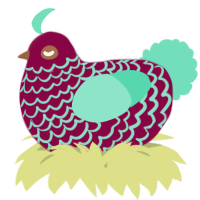 A maroon and mint chicken with a lace pattern