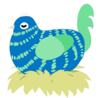 A sapphire and spring chicken with a bar pattern