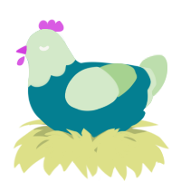 A sea and gluppy chicken with a head pattern